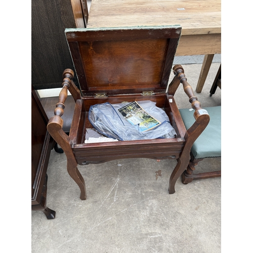 2699 - AN EDWARDIAN BEECH PIANO STOOL
