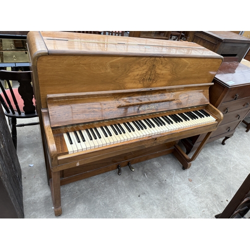 2701 - A WALNUT OVERSTRUNG PIANO, W.H. BARNES, LONDON