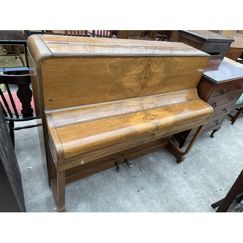 2701 - A WALNUT OVERSTRUNG PIANO, W.H. BARNES, LONDON