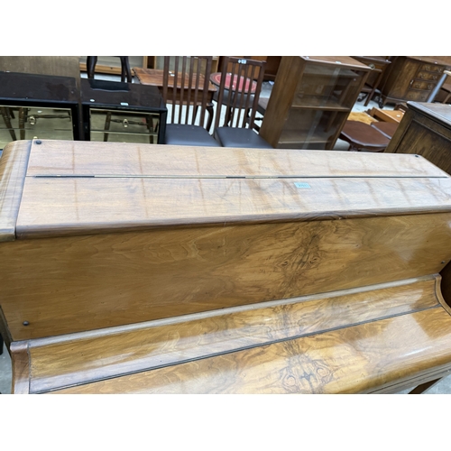2701 - A WALNUT OVERSTRUNG PIANO, W.H. BARNES, LONDON