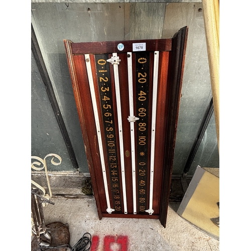 1678 - A VINTAGE WODEN SNOOKER SCORE BOARD
