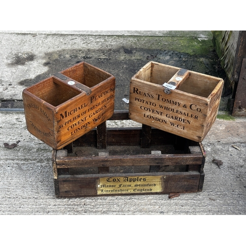 1686 - THREE VARIOUS WOODEN MONOGRAMED BOXES