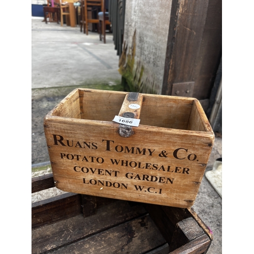 1686 - THREE VARIOUS WOODEN MONOGRAMED BOXES