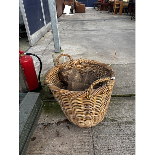 1687 - A WICKER LOG BASKETS WITH LOGS