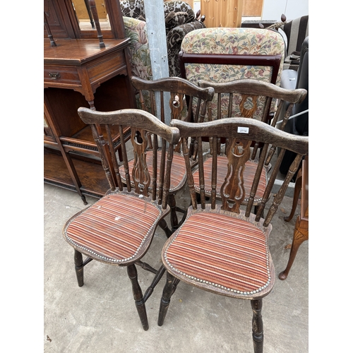 2714 - A SET OF FOUR BEECH FRAMED VICTORIAN STYLE KITCHEN CHAIRS