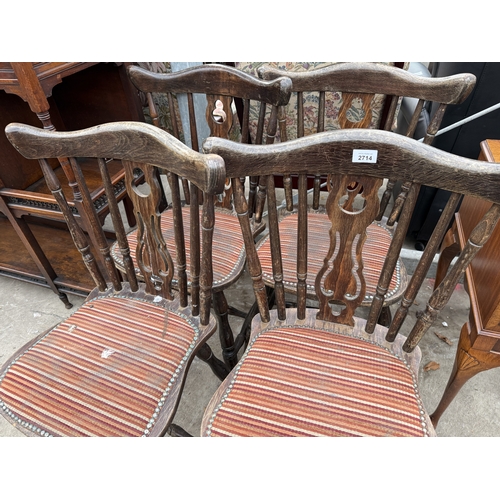 2714 - A SET OF FOUR BEECH FRAMED VICTORIAN STYLE KITCHEN CHAIRS