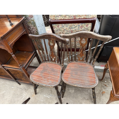 2714 - A SET OF FOUR BEECH FRAMED VICTORIAN STYLE KITCHEN CHAIRS