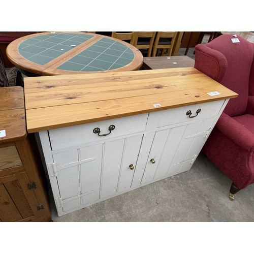 2719 - A WHITE PAINTED KITCHEN SIDEBOARD WITH PINE TOP, 47