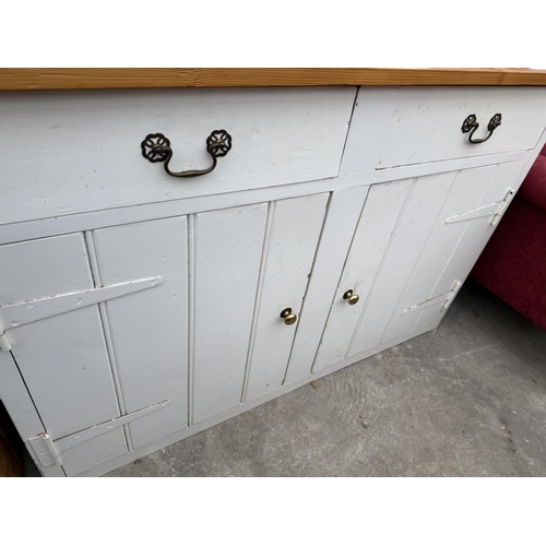 2719 - A WHITE PAINTED KITCHEN SIDEBOARD WITH PINE TOP, 47