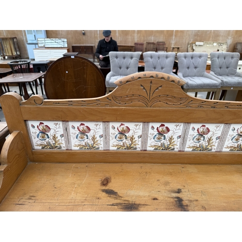 2726 - A VICTORIAN PINE CHEST OF TWO SHORT AND TWO LONG DRAWERS WITH TILED GALLERY BACK, 42