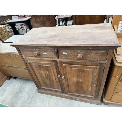 2727 - A VICTORIAN PINE AND BEECH SIDEBOARD ENCLOSING TWO DRAWERS AND TWO CUPBOARDS, 42