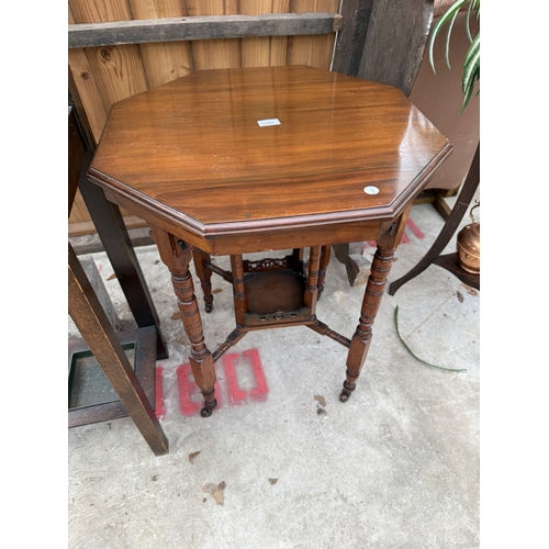 2742 - A LATE VICTORIAN MAHOGANY OCTAGONAL TWO TIER CENTRE TABLE, 26