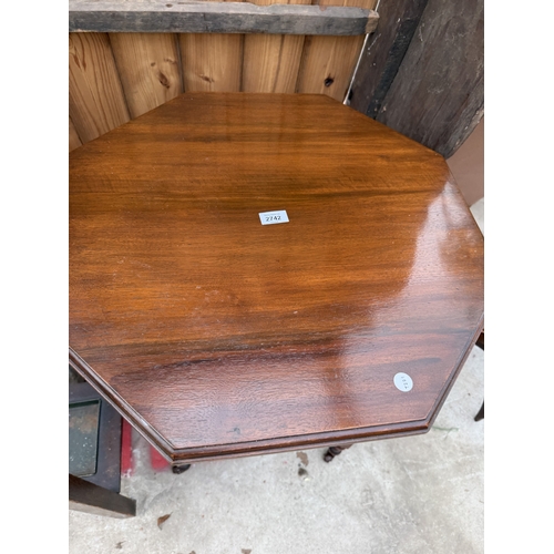 2742 - A LATE VICTORIAN MAHOGANY OCTAGONAL TWO TIER CENTRE TABLE, 26