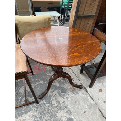 2744 - A GEORGE III STYLE OAK TRIPOD TABLE WITH TILT TOP, 29.5