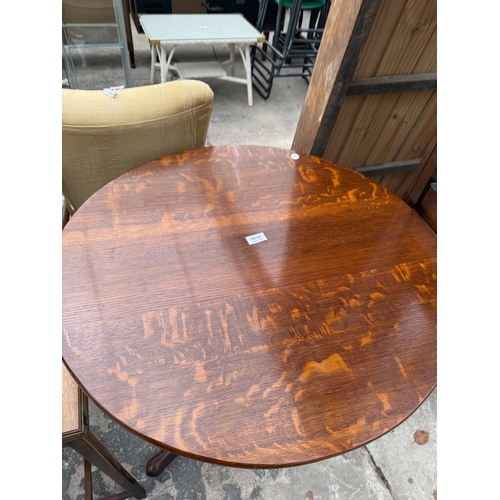 2744 - A GEORGE III STYLE OAK TRIPOD TABLE WITH TILT TOP, 29.5