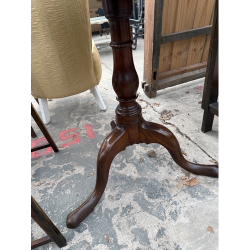 2744 - A GEORGE III STYLE OAK TRIPOD TABLE WITH TILT TOP, 29.5
