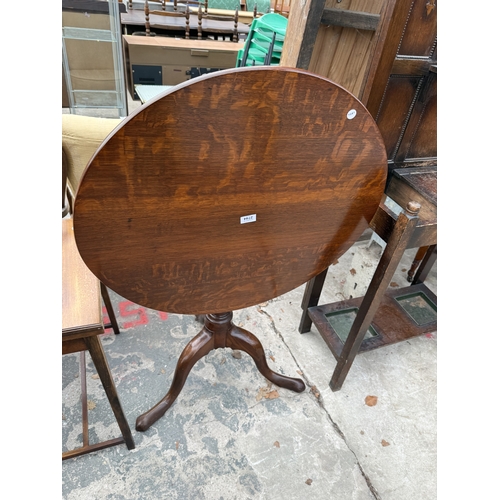2744 - A GEORGE III STYLE OAK TRIPOD TABLE WITH TILT TOP, 29.5
