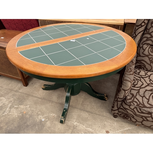 2794 - A PEDESTAL EXTENDING DINING TABLE, 42