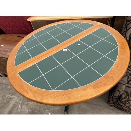 2794 - A PEDESTAL EXTENDING DINING TABLE, 42