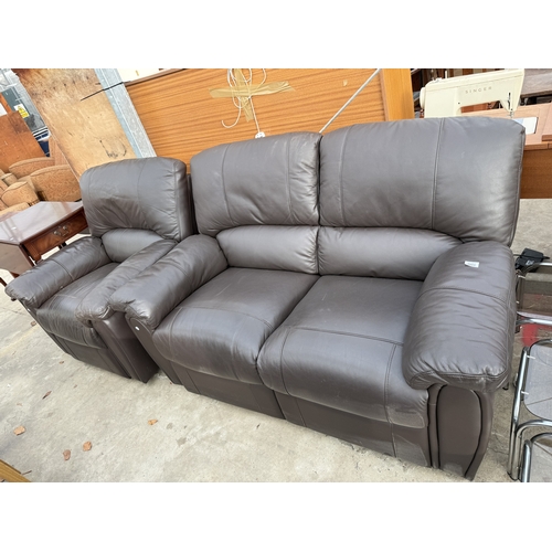 2803 - A FAUX LEATHER RECLINER TWO SEATER SETTEE AND MATCHING CHAIR