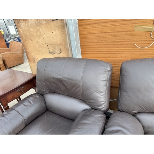 2803 - A FAUX LEATHER RECLINER TWO SEATER SETTEE AND MATCHING CHAIR
