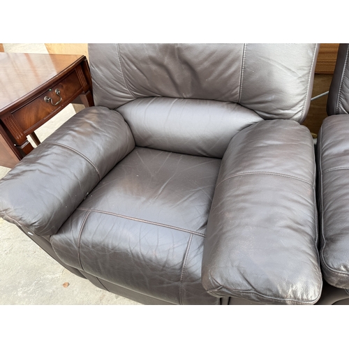 2803 - A FAUX LEATHER RECLINER TWO SEATER SETTEE AND MATCHING CHAIR