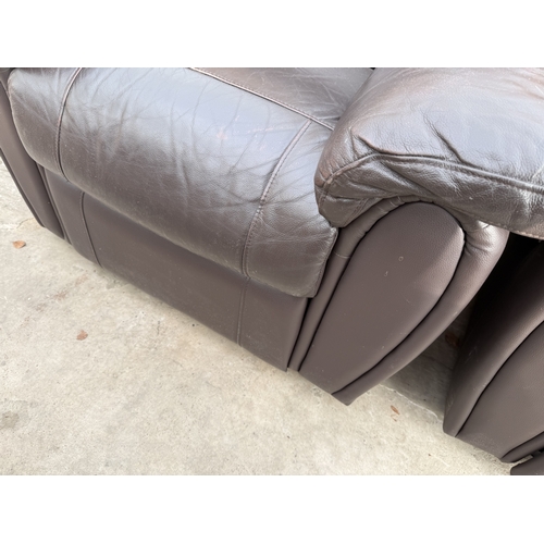 2803 - A FAUX LEATHER RECLINER TWO SEATER SETTEE AND MATCHING CHAIR