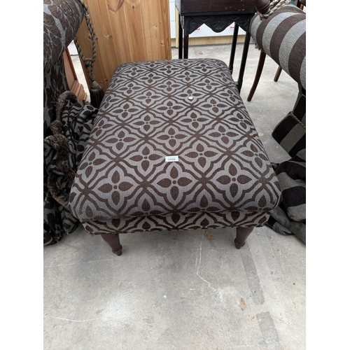 2808 - A GAINSBOROUGH UPHOLSTERED STOOL ON TURNED LEGS