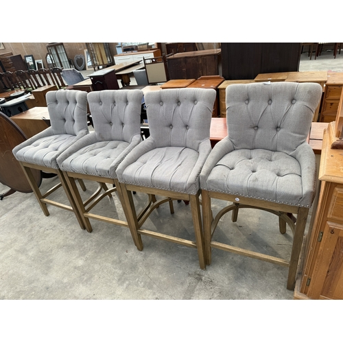 2817 - FOUR HIGH BACK BUTTONED KITCHEN STOOLS