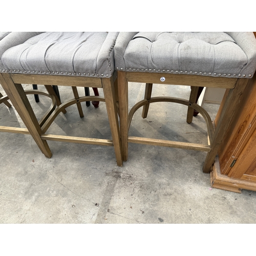 2817 - FOUR HIGH BACK BUTTONED KITCHEN STOOLS