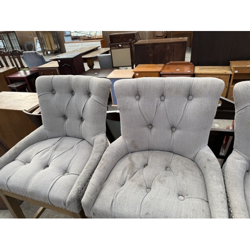 2817 - FOUR HIGH BACK BUTTONED KITCHEN STOOLS