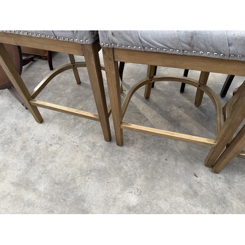 2817 - FOUR HIGH BACK BUTTONED KITCHEN STOOLS