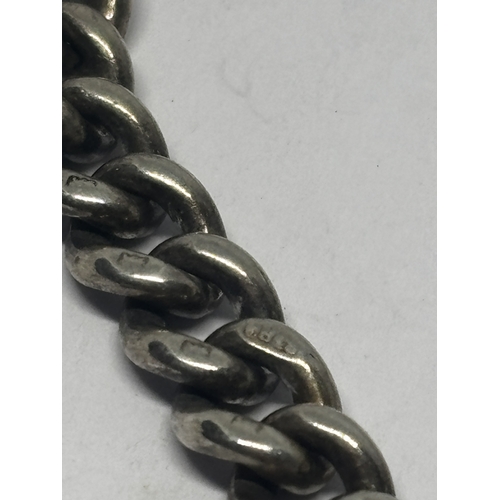 549 - A HEAVY SILVER WRIST CHAIN WITH A HALLMARKED BIRMINGHAM SILVER HEART LOCK GROSS WEIGHT 23.2 GRAMS