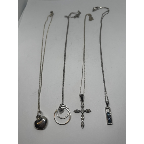 550 - FOUR SILVER NECKLACES WITH PENDANTS GROSS WEIGHT 18.45 GRAMS