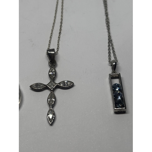 550 - FOUR SILVER NECKLACES WITH PENDANTS GROSS WEIGHT 18.45 GRAMS
