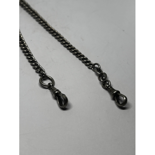 560 - A VICTORIAN SILVER DOUBLE ALBERT WATCH CHAIN GROSS WEIGHT 31.06 GRAMS