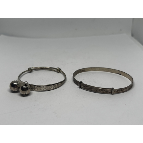 565 - TWO SILVER BANGLES GROSS WEIGHT 12.72 GRAMS