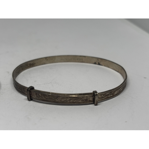 565 - TWO SILVER BANGLES GROSS WEIGHT 12.72 GRAMS