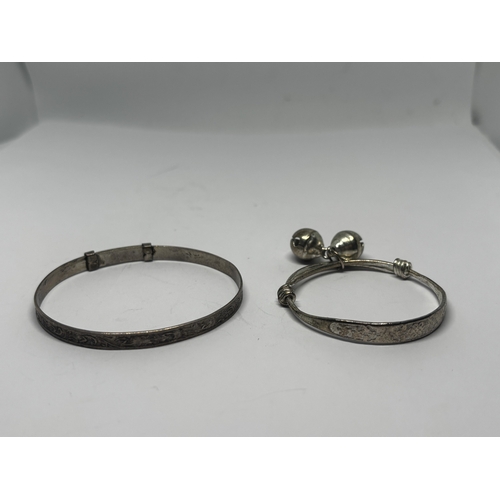 576 - TWO SILVER BANGLES GROSS WEIGHT 11.4 GRAMS