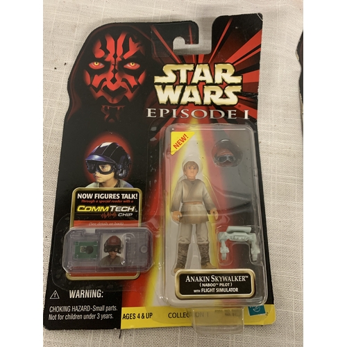 304 - SIX NEW AND BOXED STAR WARS FIGURES AND ACCESSORIES
