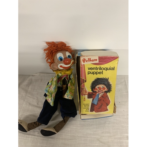 313 - A VINTAGE PELHAM VENTRILOQUIAL PUPPET, V7 CLOWN IN ORIGINAL BOX