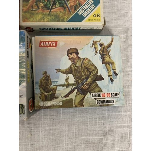 319 - ELEVEN AIRFIX KITS TO INCLUDE SPITFIRE, WILLYS JEEP, SOLDIERS ETC