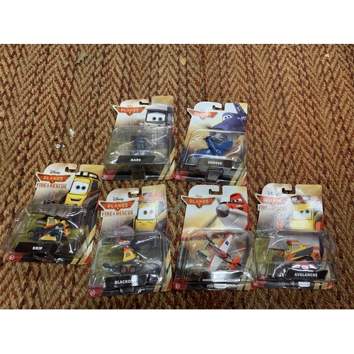 352 - SIX NEW AND PACKAGED MATTEL, DISNEY PLANES FIRE AND RESCUE VEHICLES TO INCLUDE DRIP. AVALANCHE, BLAC... 