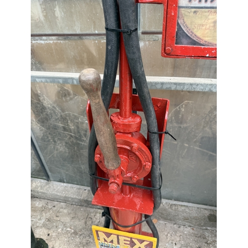 A SHELL MEX & BP LTD PETROL PUMP WITH BRASS NOZEL (H:162CM)