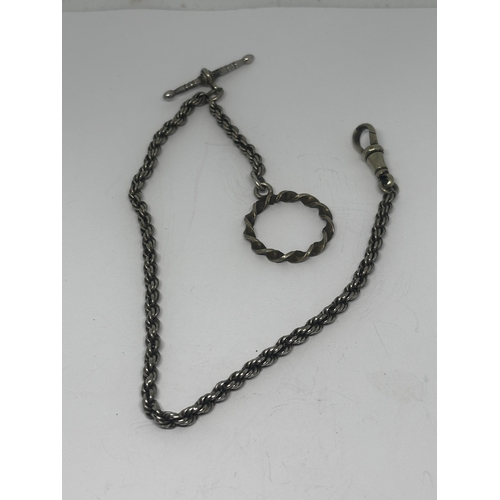 666 - A SILVER HALF ALBERT WATCH CHAIN