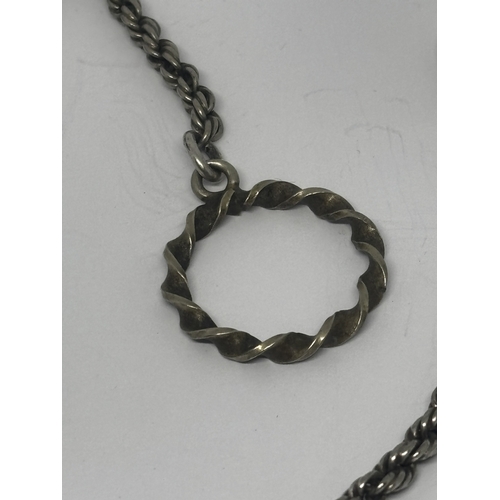 666 - A SILVER HALF ALBERT WATCH CHAIN