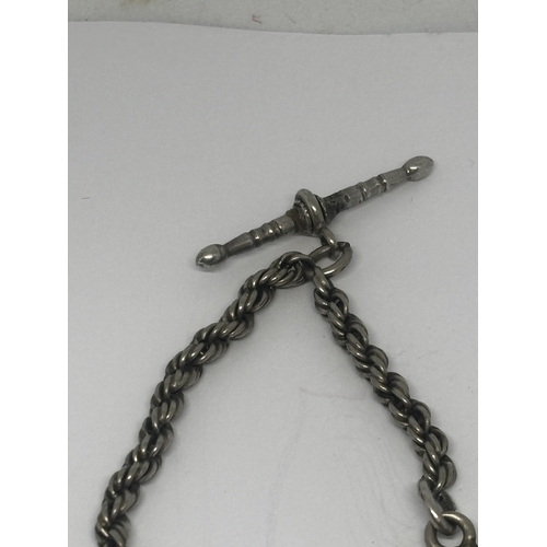 666 - A SILVER HALF ALBERT WATCH CHAIN