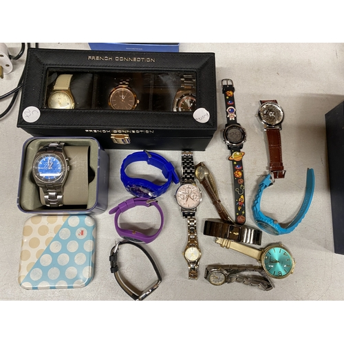 1176 - A COLLECTION OF WRISTWATCHES TO INCLUDE SMITHS, ETC, PLUS A FRENCH CONNECTION WATCH CASE - VENDOR ST... 