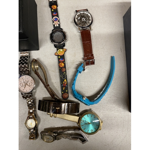 1176 - A COLLECTION OF WRISTWATCHES TO INCLUDE SMITHS, ETC, PLUS A FRENCH CONNECTION WATCH CASE - VENDOR ST... 