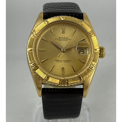 303 - A GENTLEMAN'S 1959 ROLEX DATEJUST TURNOGRAPH THUNDERBIRD 6609 WRISTWATCH, 18 CARAT YELLOW GOLD CASE,... 